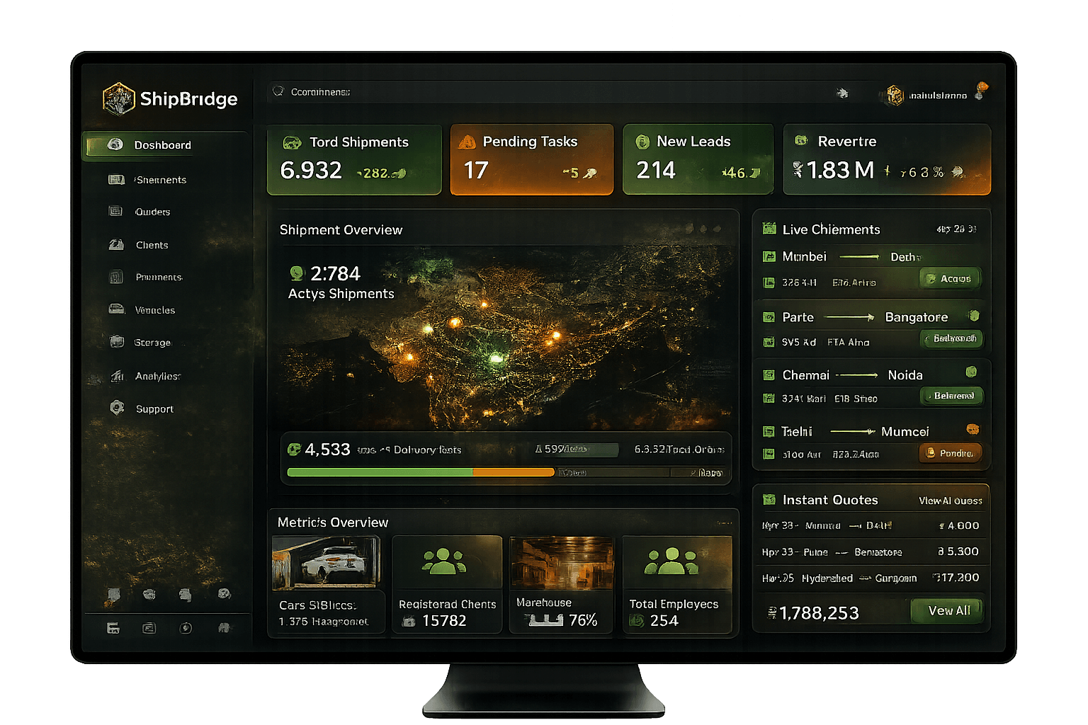 ShipBridge Admin Portal Dashboard Mockup